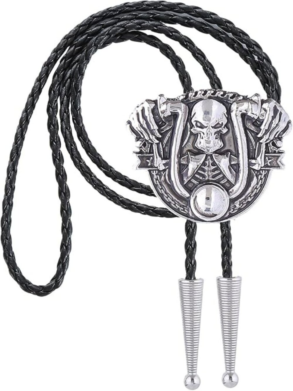 Skeleton Motorcycle Rider Bolo Tie Western Neck Tie Rodeo Cowboy Punk